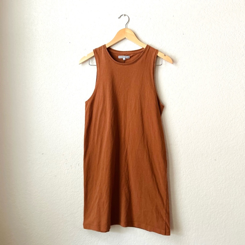 Richer Poorer Sleeveless Tank Tshirt Dress Size Small Rust Color